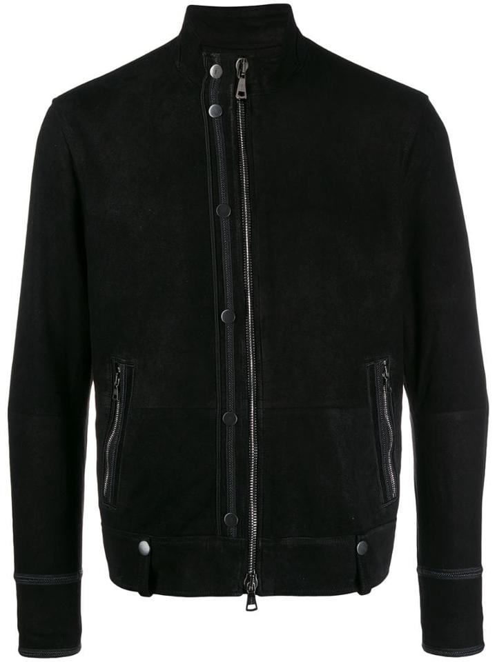 John Varvatos Faux Leather Bomber Jacket - Black