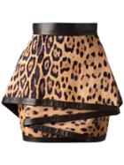 Balmain Leopard Skirt, Women's, Size: 34, Brown, Calf Hair