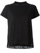 Sacai Lace Insert T-shirt, Women's, Size: 2, Black, Linen/flax/polyester
