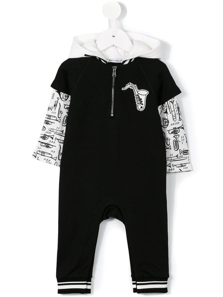 Dolce & Gabbana Kids - Musical Instruments Romper - Kids - Cotton/polyamide/viscose - 12-18 Mth, Black