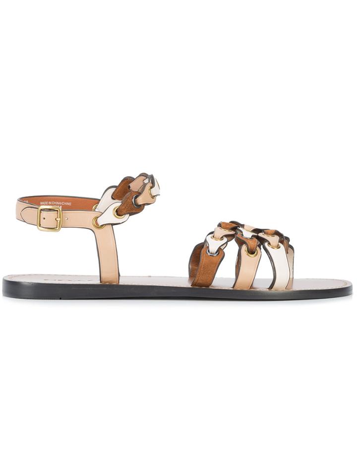 Coach Signature Link Sandals - Brown