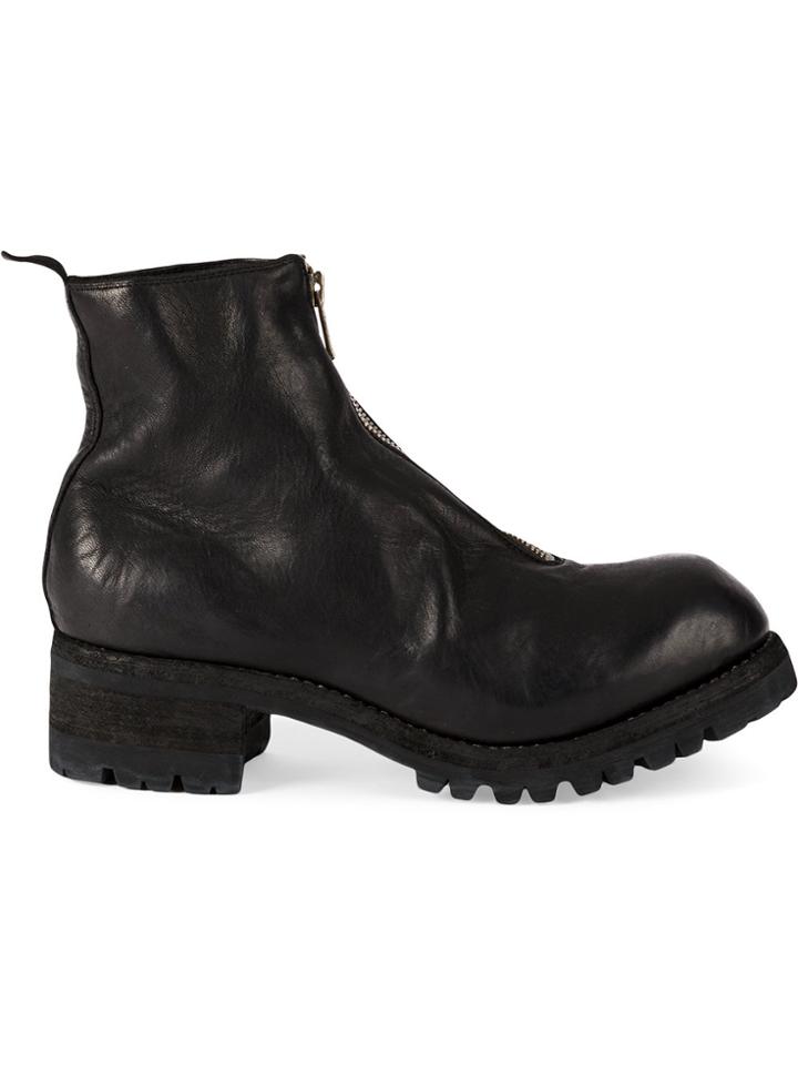 Guidi Front Zipped Up Boots - Black