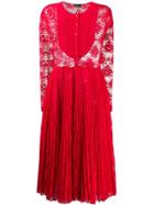 Ermanno Ermanno Pleated Lace Panel Dress - Red