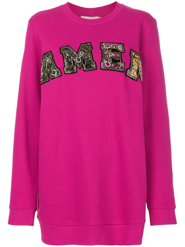 Amen Embellished Logo Sweatshirt - Pink & Purple