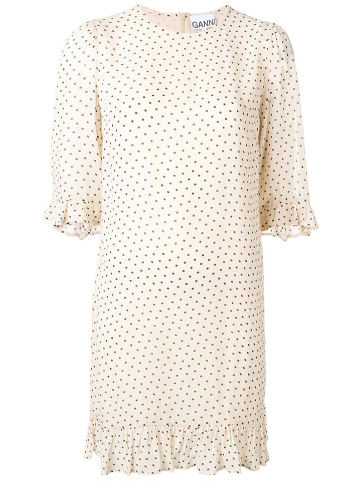 Ganni Polka Dot Shift Dress - Neutrals