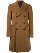 Tagliatore Double Breasted Mid Coat, Men's, Size: 48, Brown, Alpaca/virgin Wool/cupro