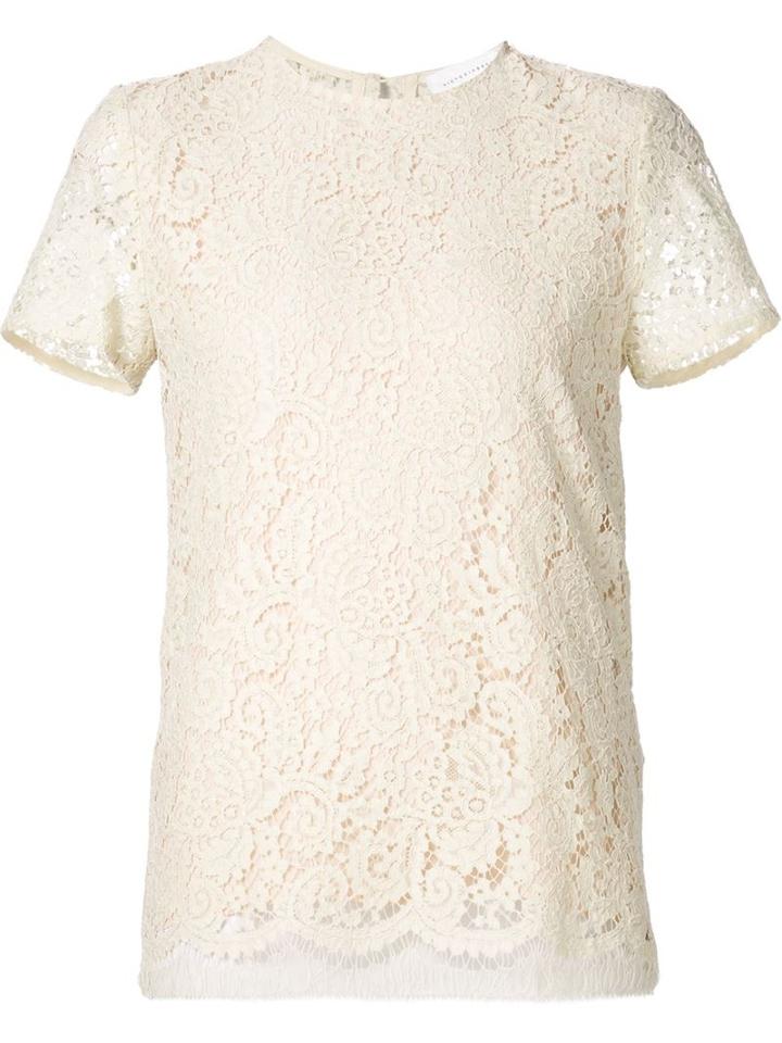 Victoria Beckham Floral Lace T-shirt, Women's, Size: 10, White, Cotton/polyamide/viscose