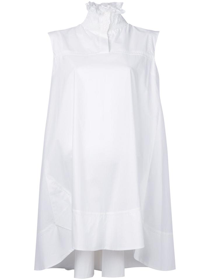 Carven Ruffled-collar Asymmetri Mini Dress - White