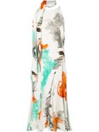 Christian Siriano Tie-fastening Printed Dress - White