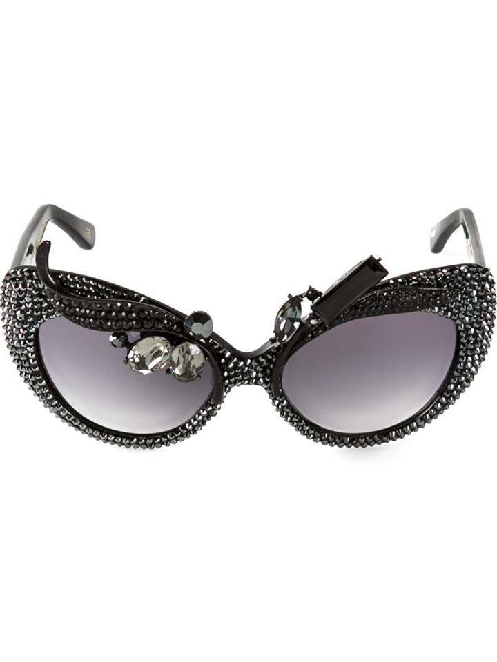 A-morir Embellished Cats-eye Sunglasses, Adult Unisex, Grey, Acetate/crystal