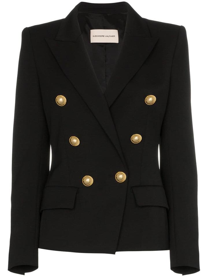 Alexandre Vauthier Button Detail Wool Blend Blazer - Black