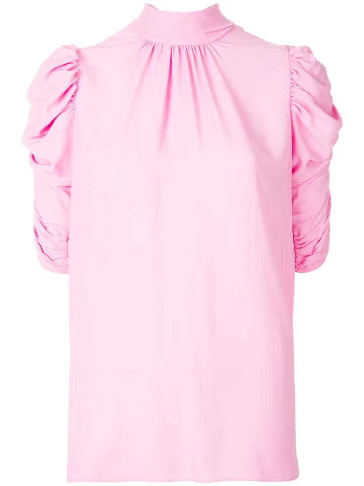 No21 Ruched Sleeve Tie-neck Blouse - Pink & Purple