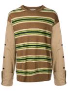 Wooyoungmi Striped Contrasting-sleeves Jumper - Brown