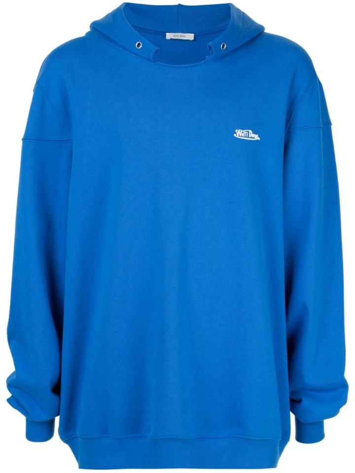 We11done Distressed Collar Hoodie - Blue