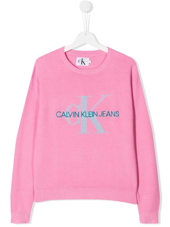 Calvin Klein Kids Teen Logo Print Sweatshirt - Pink