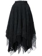 Marc Le Bihan Floral Embroidered Asymmetric Skirt - Black