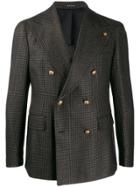 Tagliatore Houndstooth Double Breasted Blazer - Black