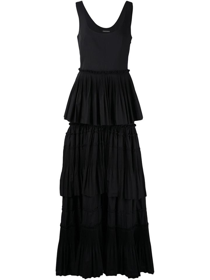 Alberta Ferretti - Ruffled Maxi Dress - Women - Cotton/polyester - 44, Black, Cotton/polyester