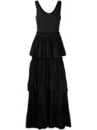 Alberta Ferretti - Ruffled Maxi Dress - Women - Cotton/polyester - 44, Black, Cotton/polyester