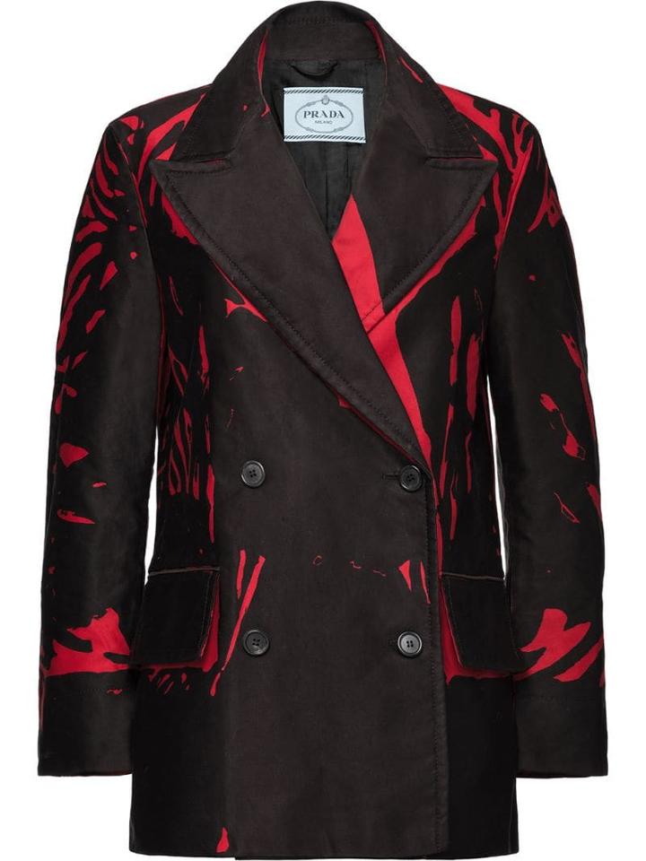 Prada Overprint Double-breasted Coat - Black