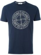 Stone Island Logo Print T-shirt, Men's, Size: Xl, Blue, Cotton