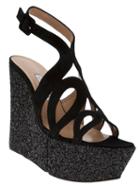 Alexa Wagner Vera Wedge Sandal, Women's, Size: 10, Black, Suede