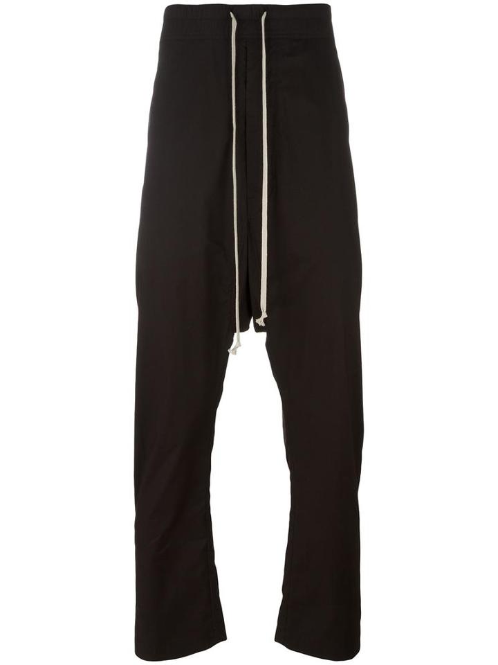 Rick Owens Dropped Crotch Trousers, Men's, Size: 50, Black, Cotton