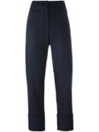 Odeeh Turn Up Hem Trousers, Women's, Size: 34, Blue, Cotton/spandex/elastane/virgin Wool