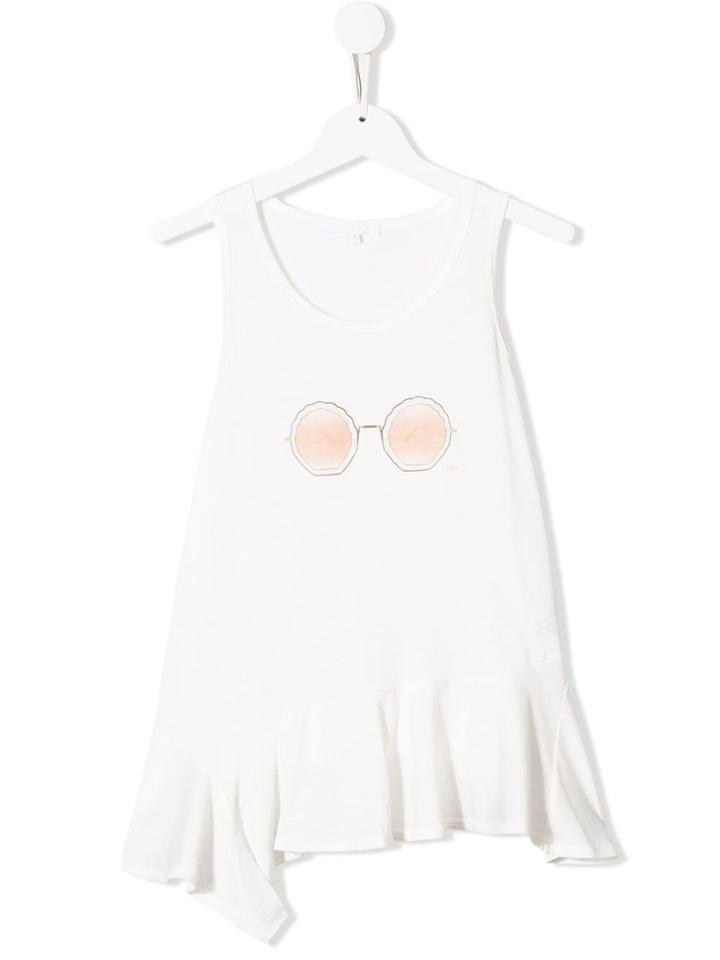 Chloé Kids Sunglasses Print Tank Dress - White