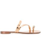 Giuseppe Zanotti Strappy Embellished Toe Strap Sandals - Metallic
