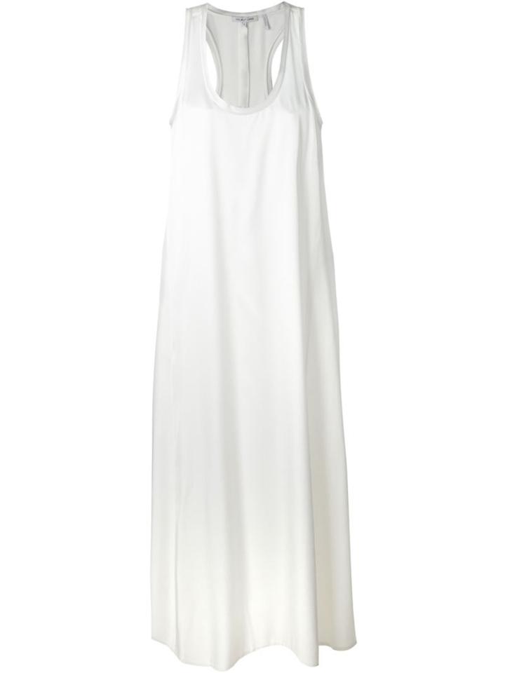 Helmut Lang Contrast Trim Neck Sleeveless Shift Evening Dress, Women's, Size: 2, White, Acetate/viscose