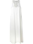 Helmut Lang Contrast Trim Neck Sleeveless Shift Evening Dress, Women's, Size: 2, White, Acetate/viscose