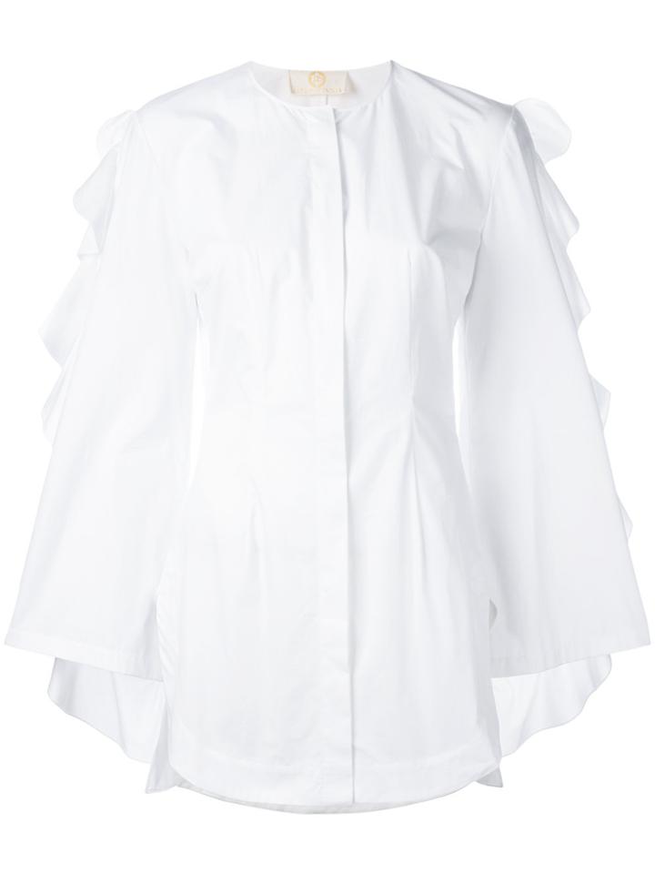 Sara Battaglia Ruffle Sleeved Shirt - White