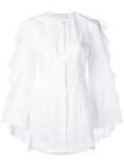 Sara Battaglia Ruffle Sleeved Shirt - White