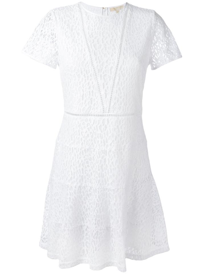 Michael Michael Kors - Leopard Knit Flared Dress - Women - Cotton/polyamide/polyester/viscose - 8, White, Cotton/polyamide/polyester/viscose