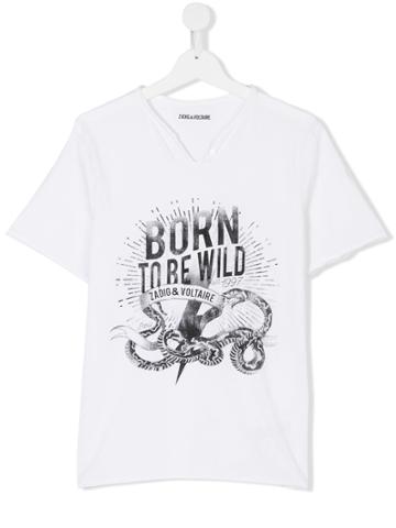 Zadig & Voltaire Kids Born To Be Wild Print T-shirt - White