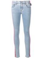 Versus Logo Stripe Skinny Jeans - Blue