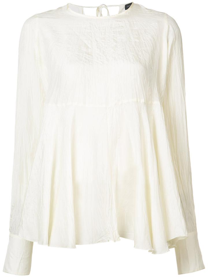 Joseph - Tied Back Flared Blouse - Women - Silk - 36, Yellow/orange, Silk