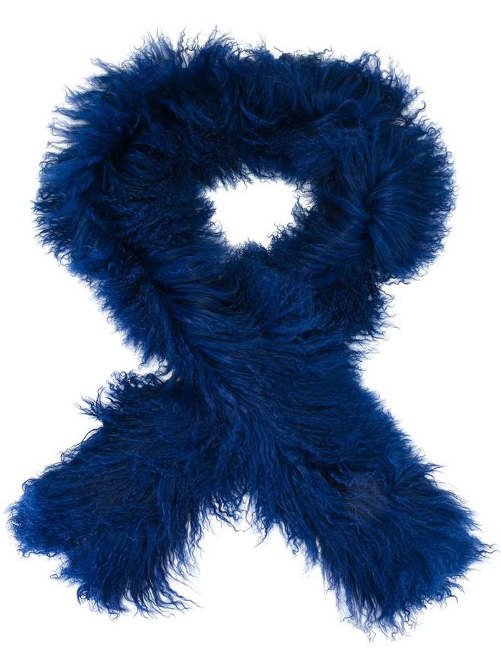 Charlotte Simone Fur Scarf, Women's, Blue, Lambs Wool