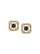 V Jewellery Eleanor Blue Studded Earrings - Gold