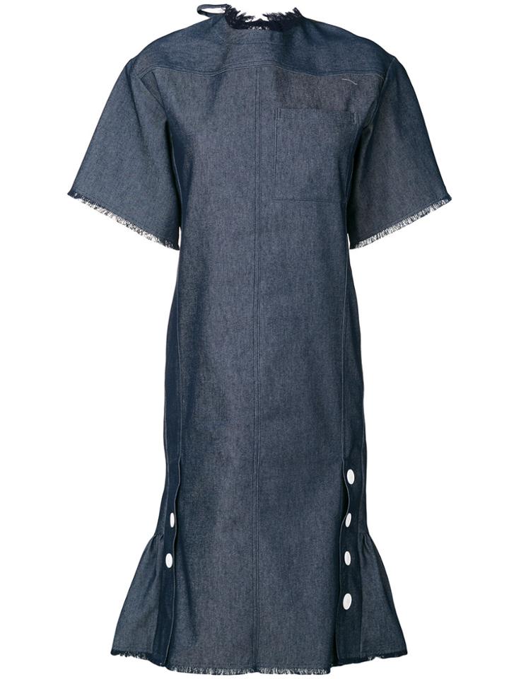 Eudon Choi Raw Edge Button Detail Dress - Blue
