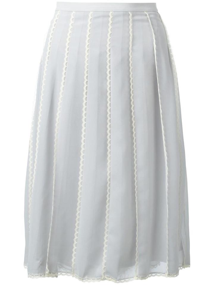 Red Valentino Pleated Midi Skirt, Women's, Size: 46, Grey, Polyester/polyamide