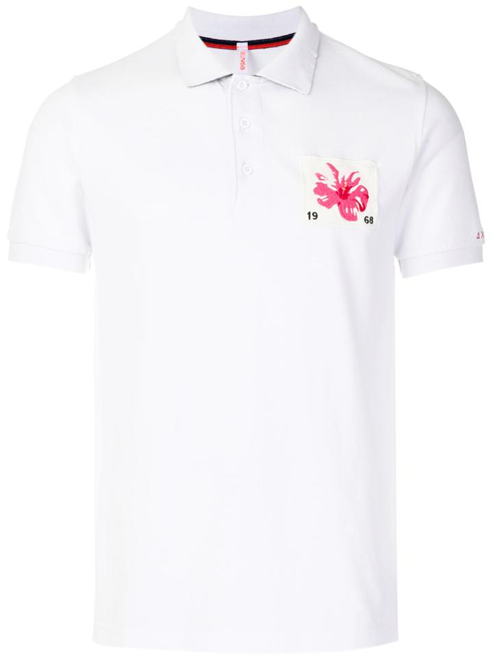 Sun 68 Applique Patch Polo Shirt - White