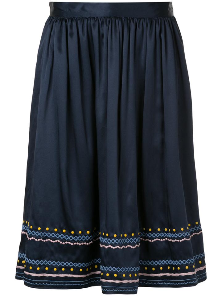 Jupe By Jackie Embroidered Trim Midi Skirt - Blue