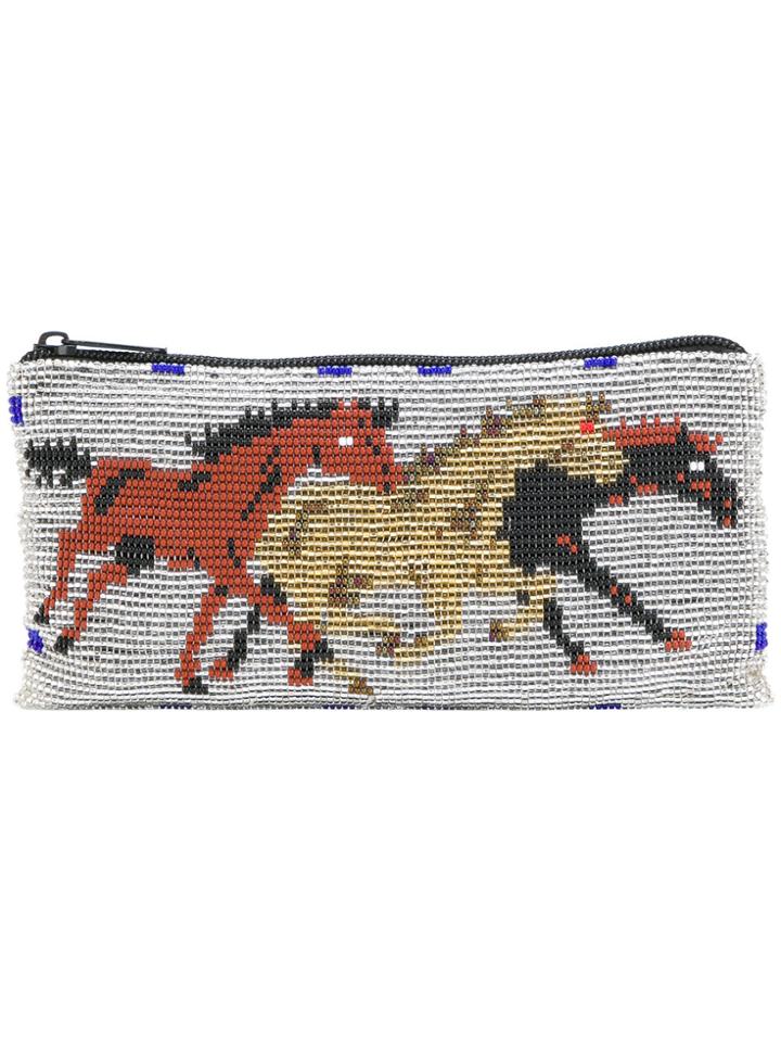 Jessie Western Galloping Horse Beaded Purse - Metallic