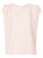 Semicouture Gathered Shoulders Tank Top - Nude & Neutrals