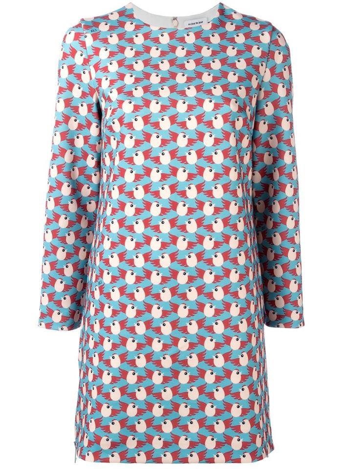 Au Jour Le Jour Bird Print Dress - Blue