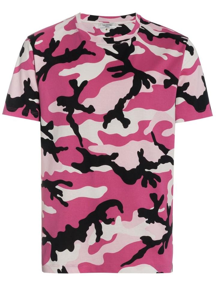 Valentino Camouflage Print T-shirt - Pink