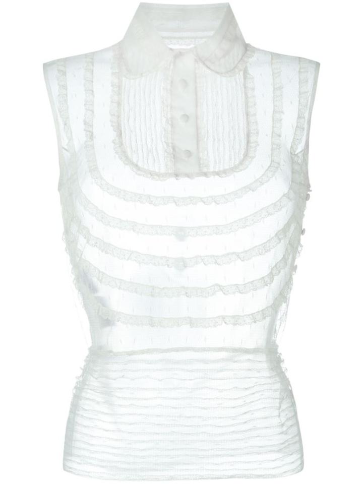 Red Valentino Sleeveless Sheer Tulle Shirt