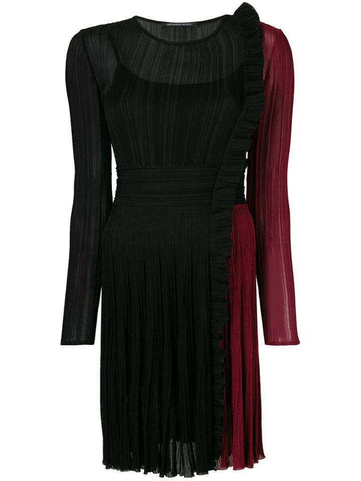 Antonino Valenti Contrast Pleated Dress - Black